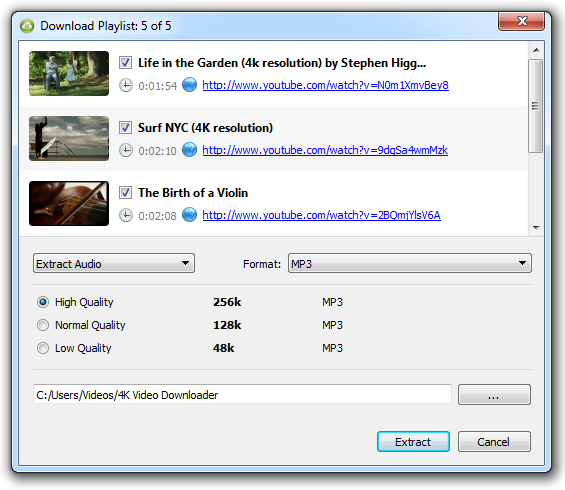 convert an entire youtube playlist download