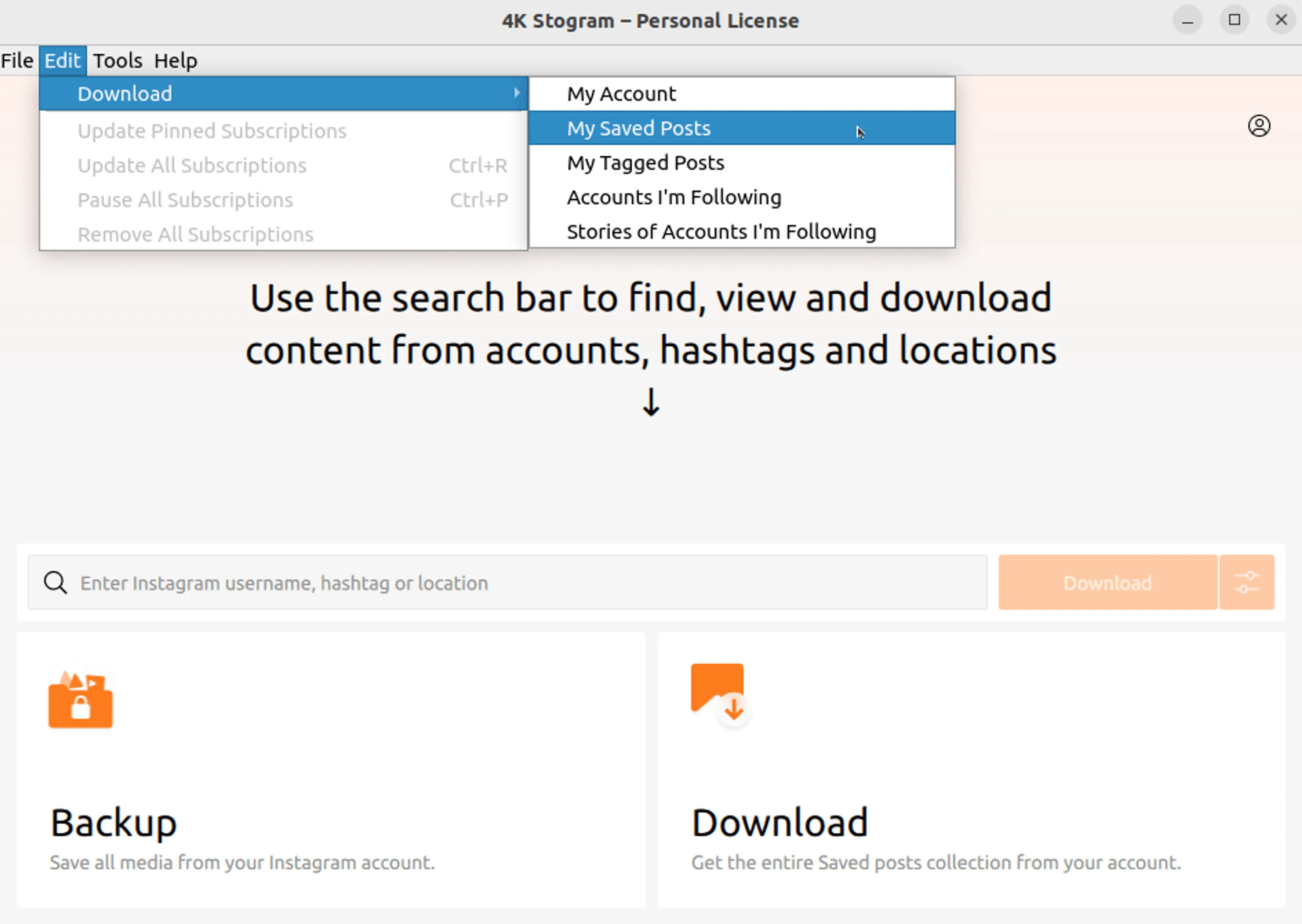 Subscribe to your saved posts in 4k Stogram