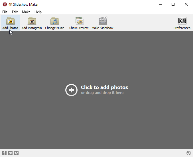 Click to Add photos to slideshow 4k Slideshow maker