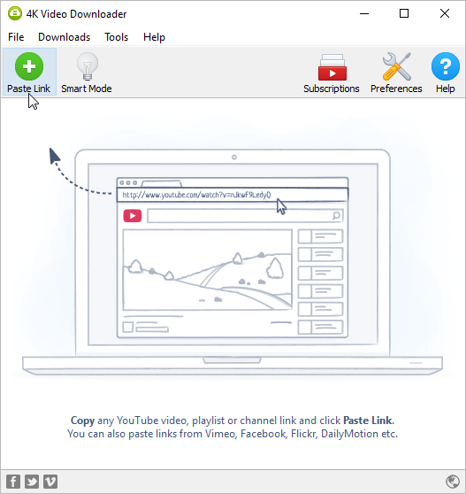 Press the Paste Url button in 4K Video Downloader