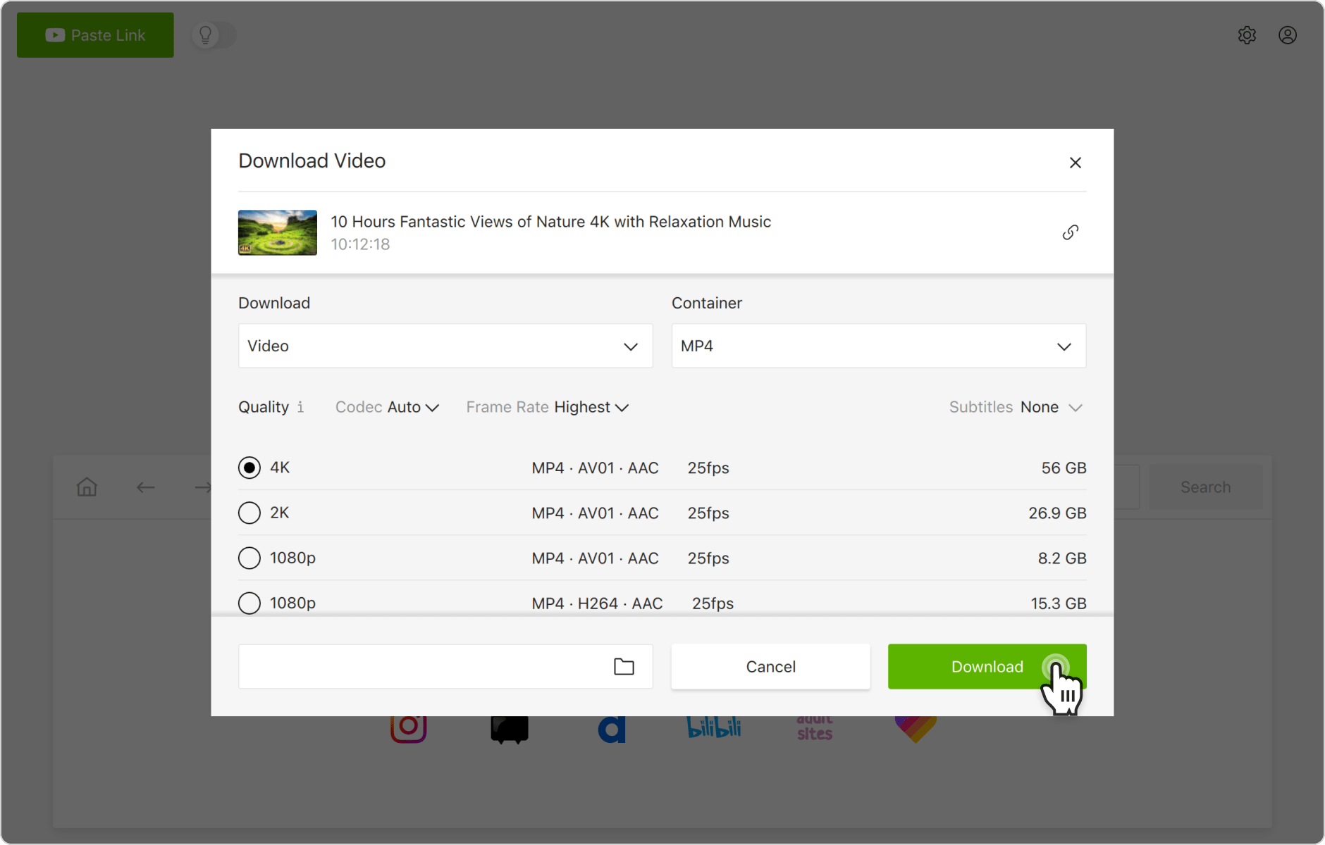 4k video downloader valid format