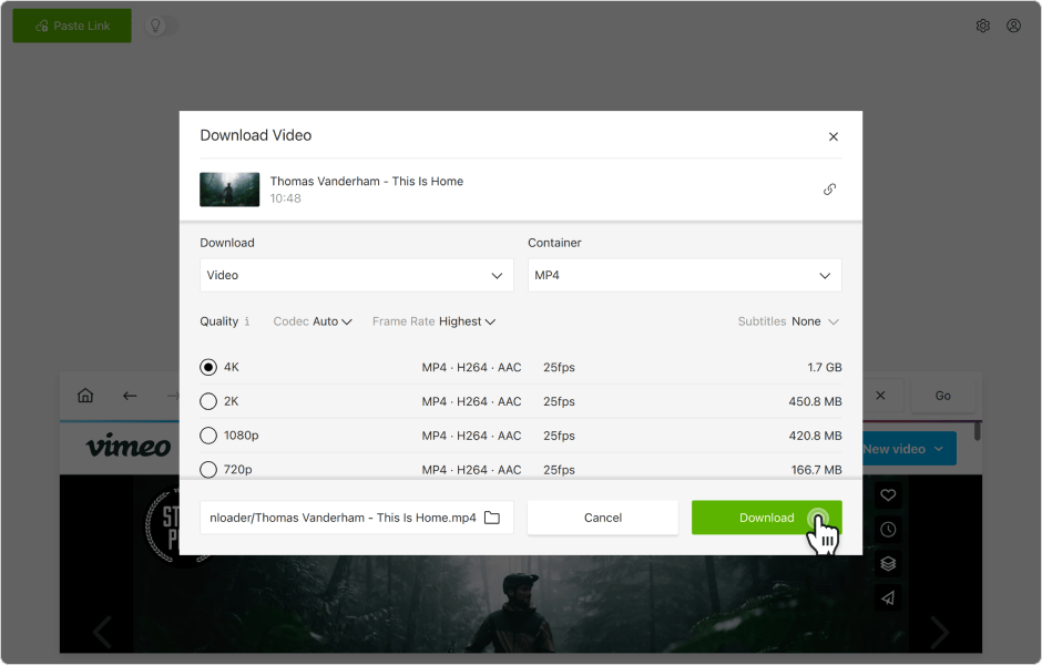 download vimeo with 4k video downloader